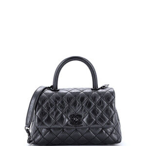 Chanel Mini Coco Top Handle Bag Quilted Aged Calfskin